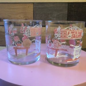 Vintage Mid Century Sour Cream Jars 16oz Pink